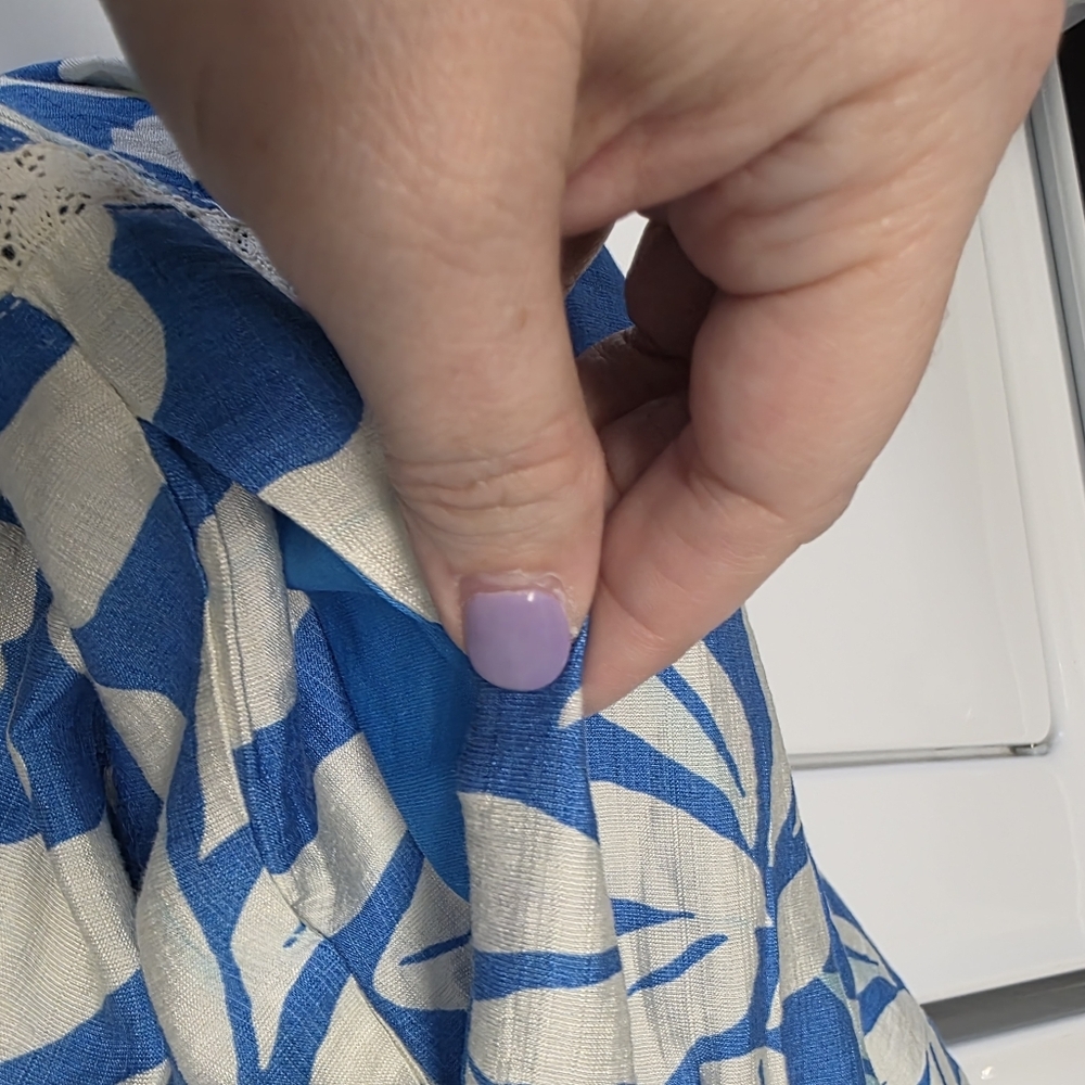 Womens Floral Print Maxi Dress Blue White Long Dress Size Small    Ruffled Beach - Picture 4 of 12